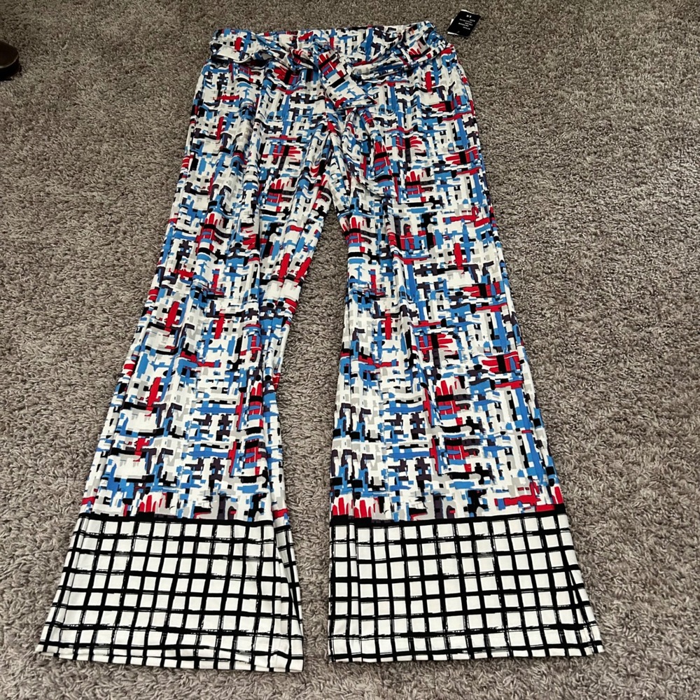Robert Louis Wide Leg Palazzo Pants Geometric Print Boho Plus‎ Size 1X